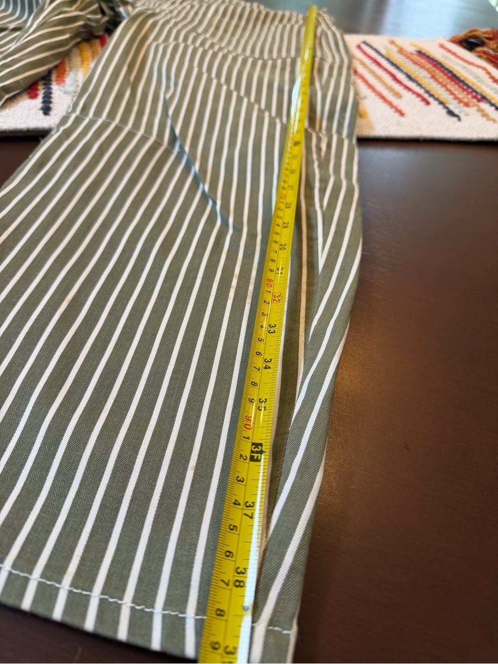 Olive Green Striped Barrel Pants - Picture 3 of 7